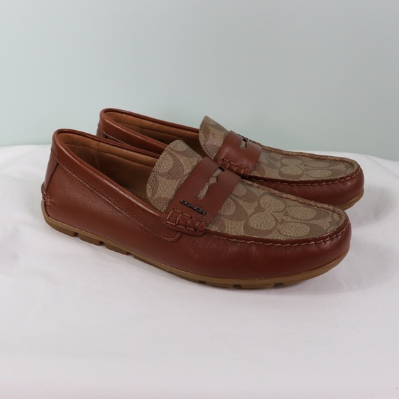 Mens Coach Mott Driver Tan Loafers 85d 